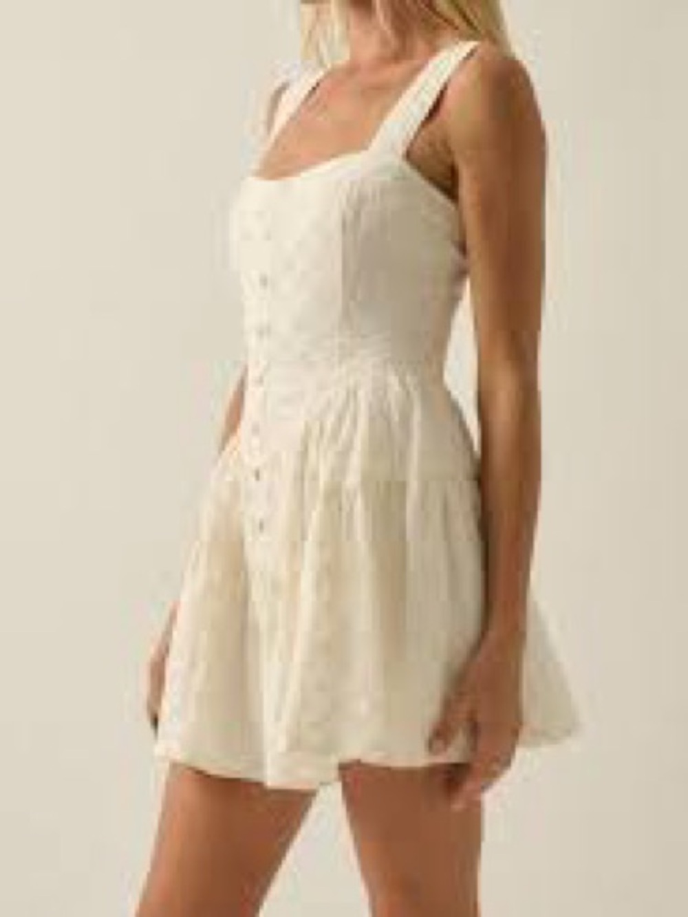 Promesa cream tiered mini romper dress by